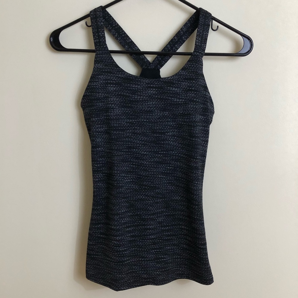 Athleta Black/Gray Textured Racerback Tank Sz XXS. P16
